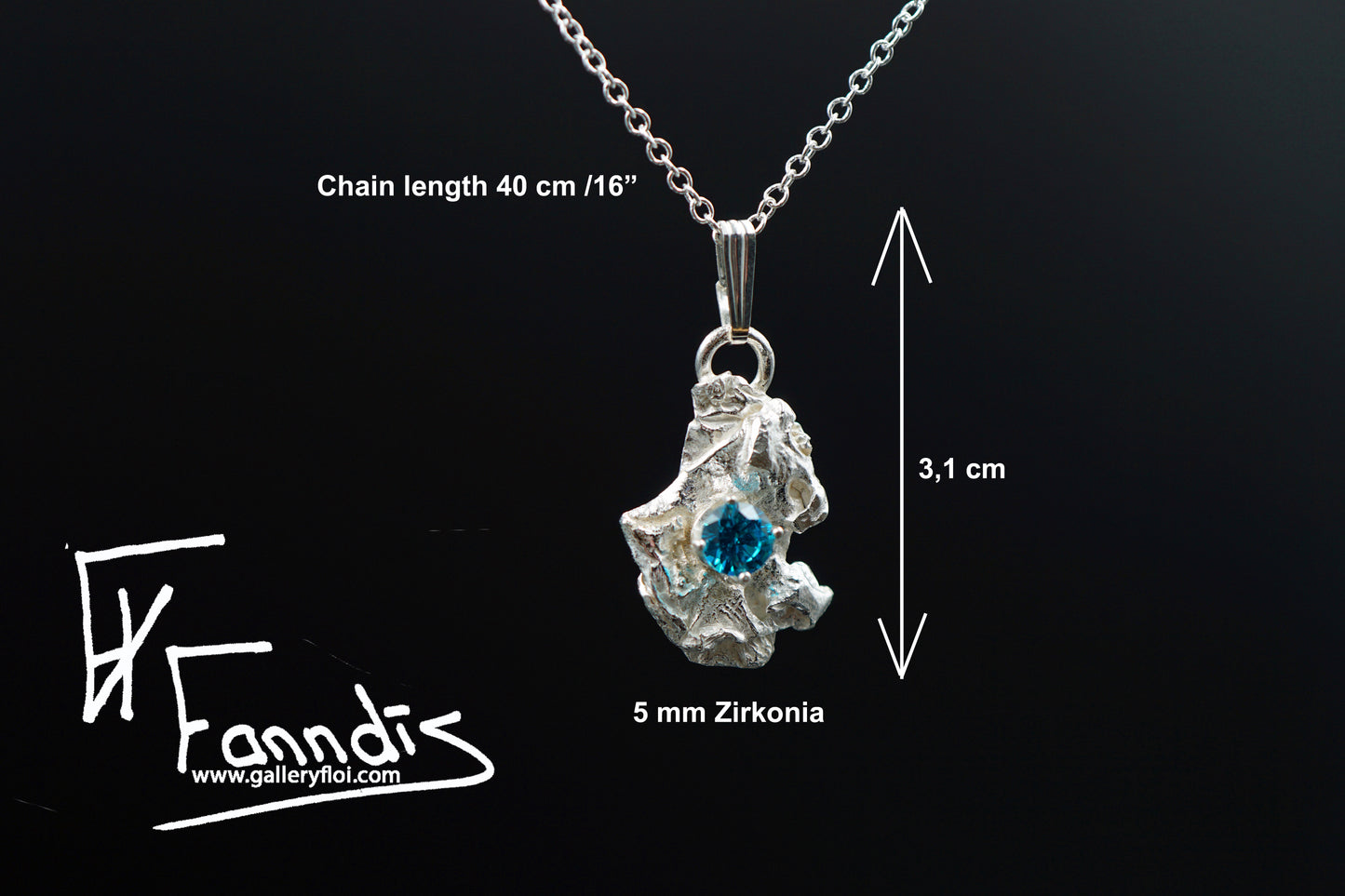 925 Silfur hálsmen með Zirkonia / 925 Silver necklace with Zirkonia