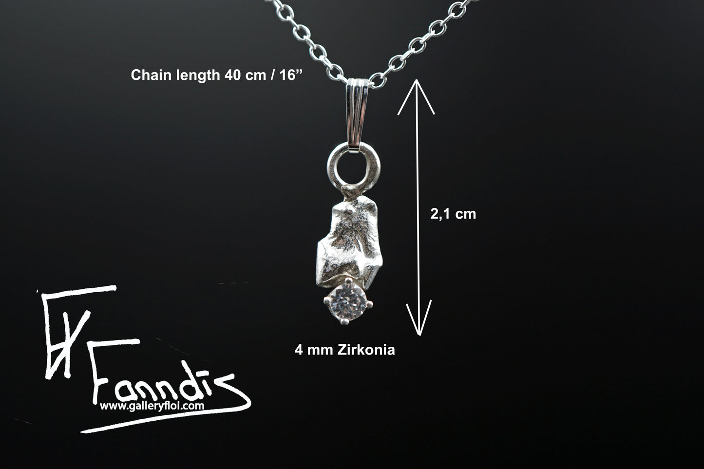 925 Silfur hálsmen með Zirkonia / 925 Silver necklace with Zirkonia