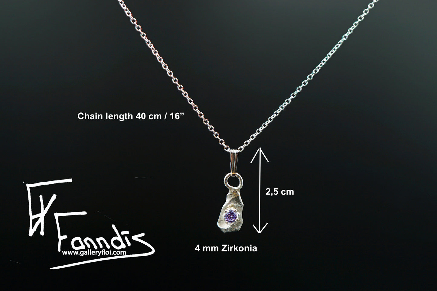 925 Silfur hálsmen með Zirkonia / 925 Silver necklace with Zirkonia