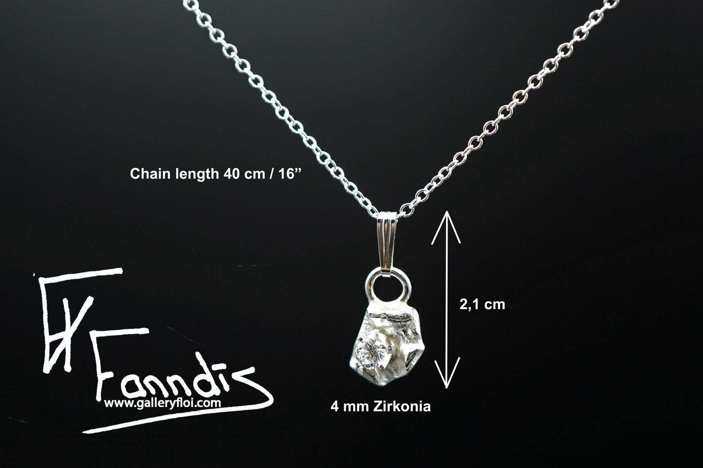 925 Silfur hálsmen með Zirkonia / 925 Silver necklace with Zirkonia