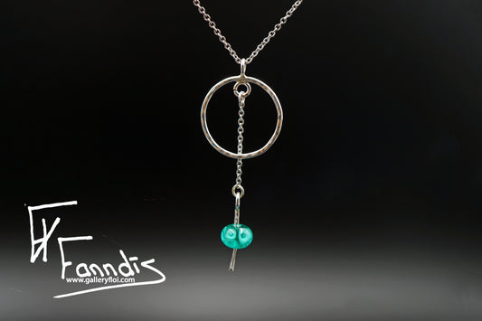 925 Silfur hálsmen með glerperlu / 925 Silver necklace with a glass bead