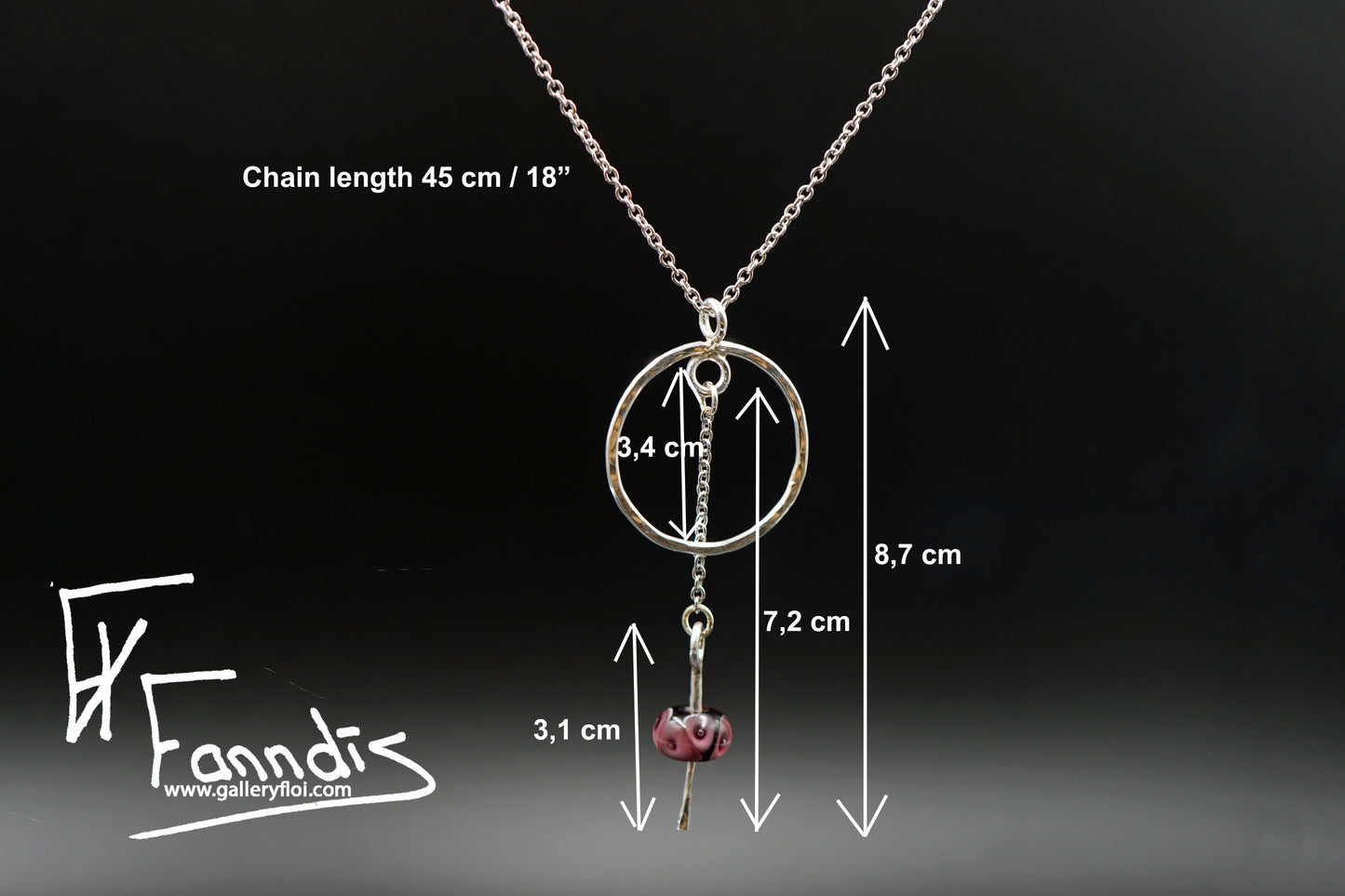 925 Silfur hálsmen með glerperlu / 925 Silver necklace with a glass bead