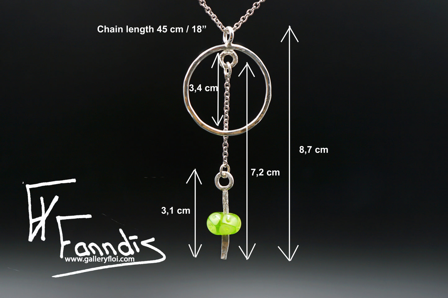 925 Silfur hálsmen með glerperlu / 925 Silver necklace with a glass bead