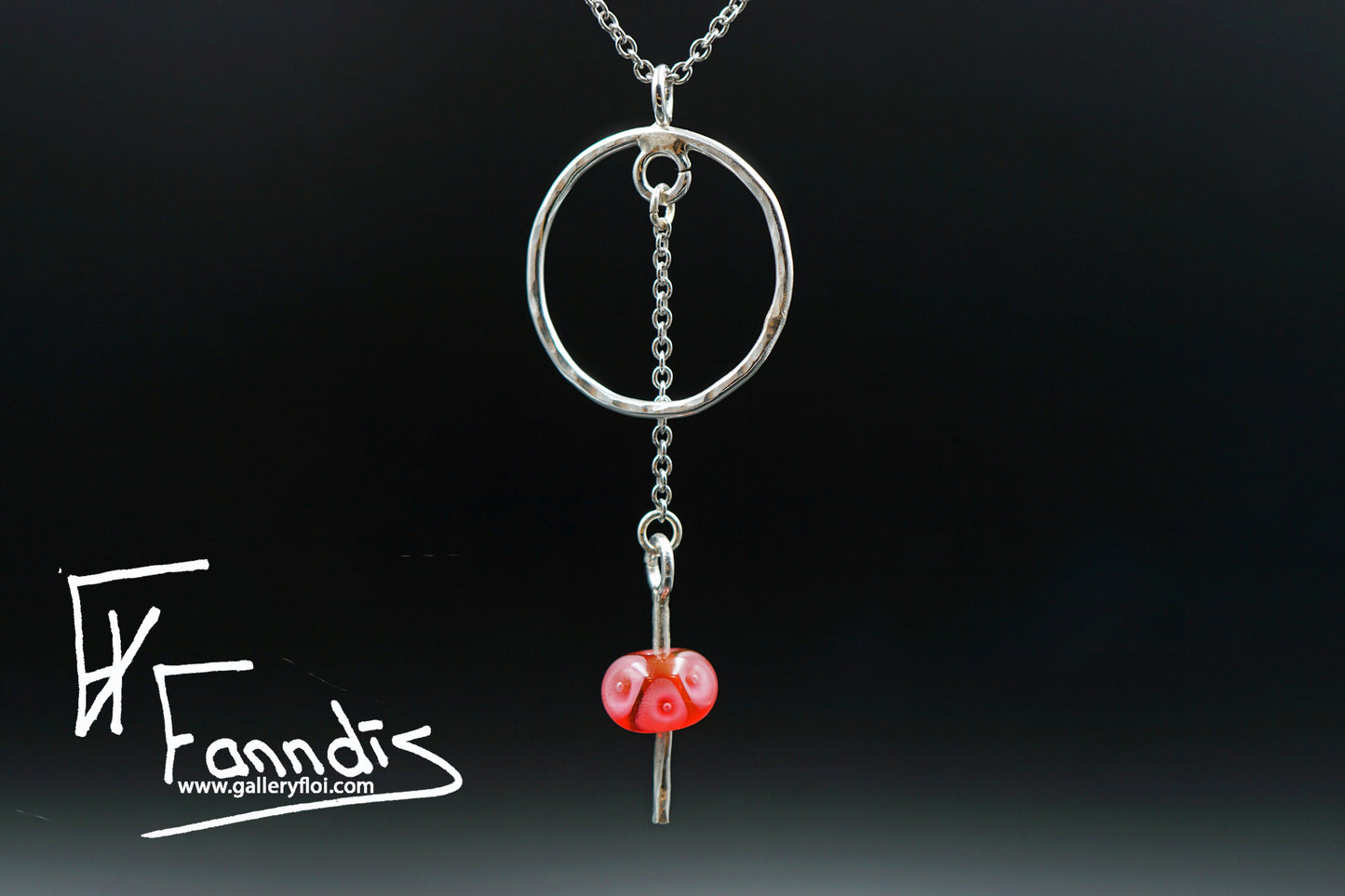 925 Silfur hálsmen með glerperlu / 925 Silver necklace with a glass bead