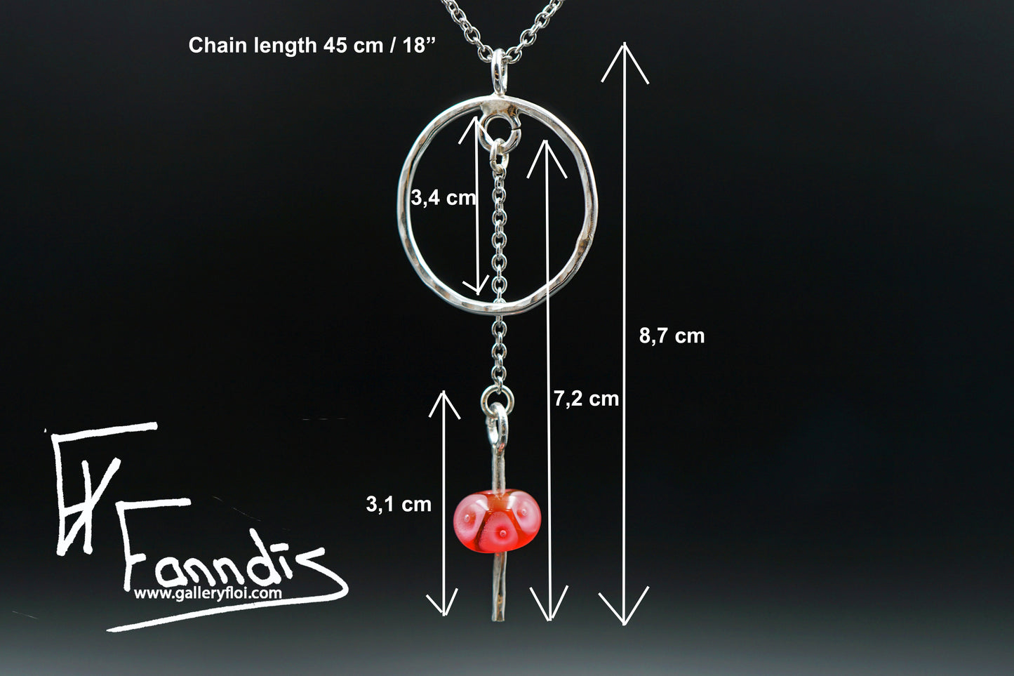 925 Silfur hálsmen með glerperlu / 925 Silver necklace with a glass bead