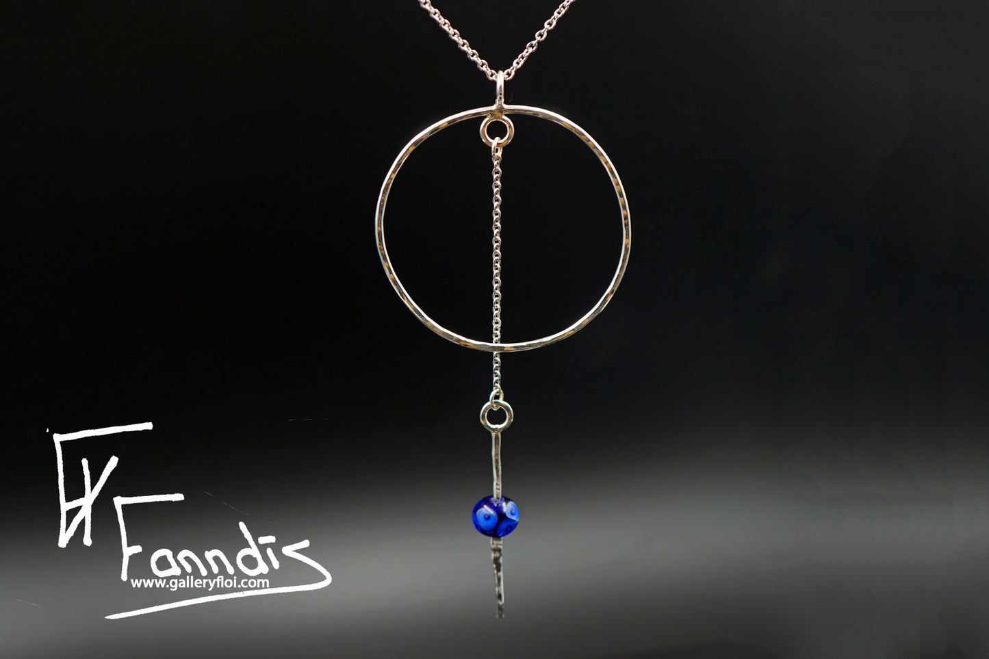 925 Silfur hálsmen með glerperlu / 925 Silver necklace with a glass bead