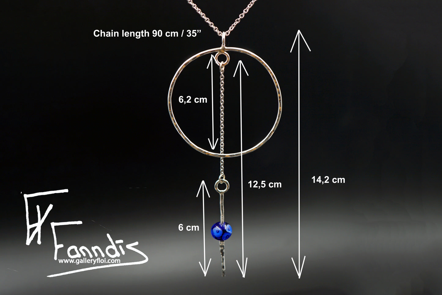 925 Silfur hálsmen með glerperlu / 925 Silver necklace with a glass bead