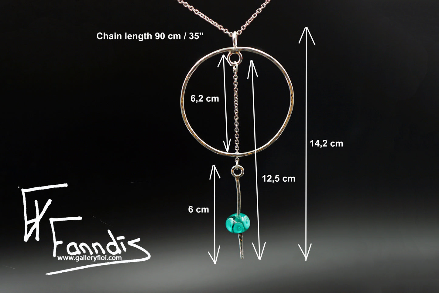 925 Silfur hálsmen með glerperlu / 925 Silver necklace with a glass bead