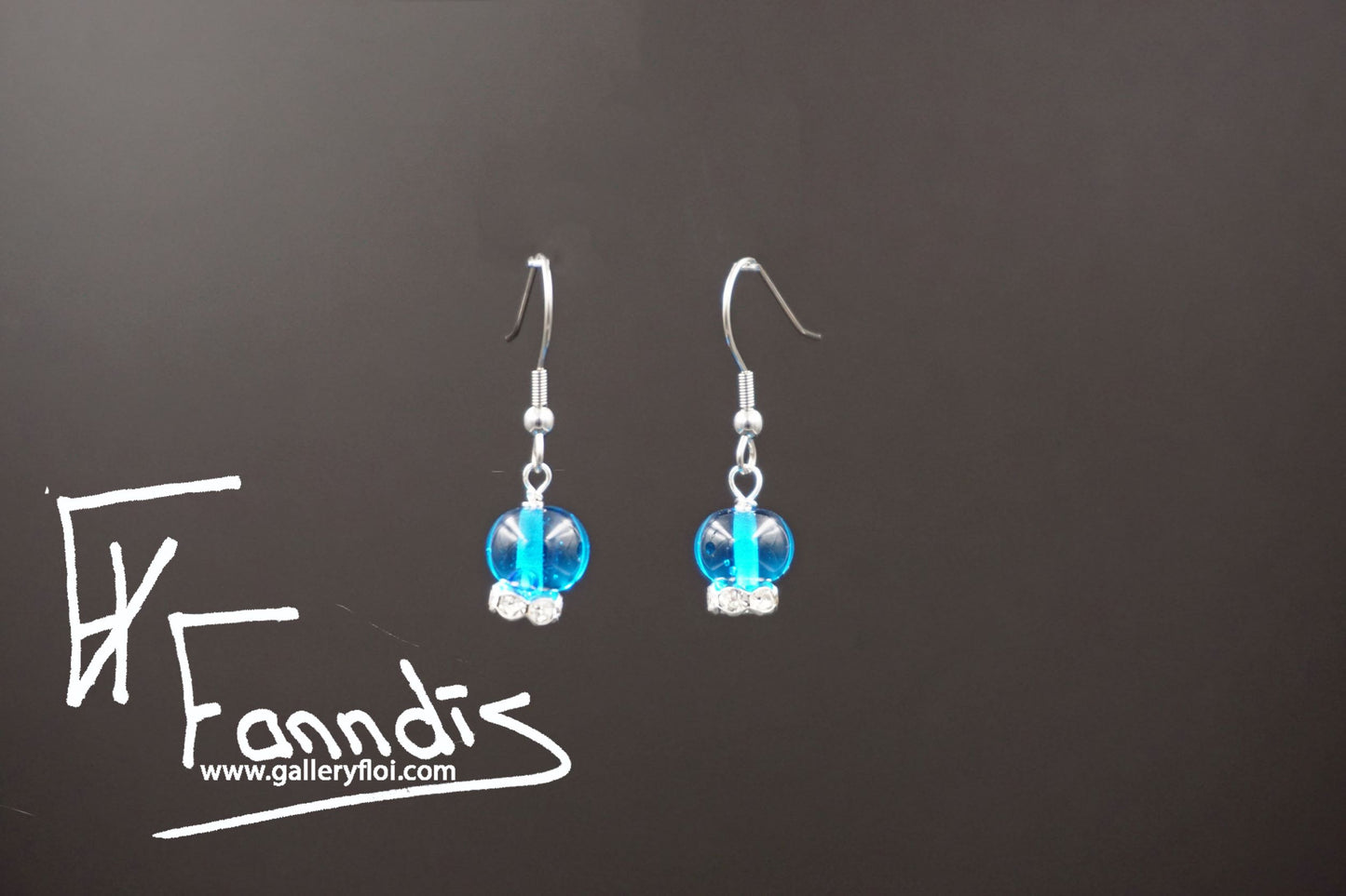 Eyrnalokkar Dökk Blágrænn / Earrings Dark Turquoise