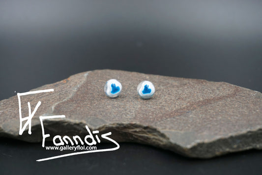 Einstök pinna eyrnalokkar Hjarta Dökk Blágrænn / Unique stud earrings Heart Dark Turquoise