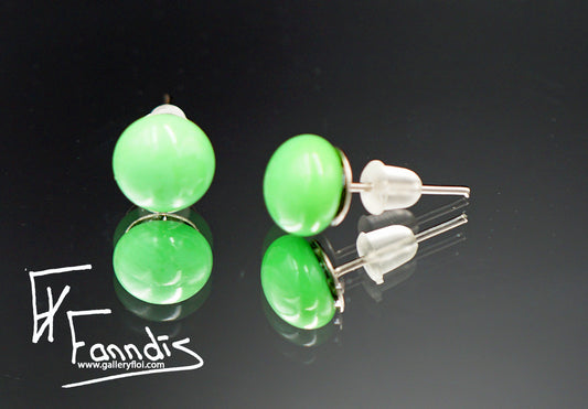 Einstök pinna eyrnalokkar Bauna Grænn / Unique stud earrings Pea Green