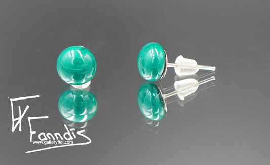 Einstök pinna eyrnalokkar Bensín Grænn / Unique stud earrings Petrol Green