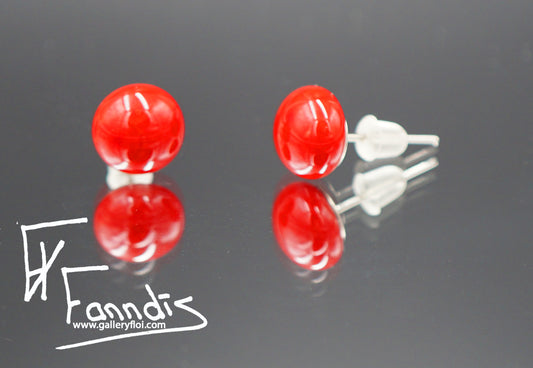Einstök pinna eyrnalokkar Miðlungi Rauður / Unique stud earrings Medium Red