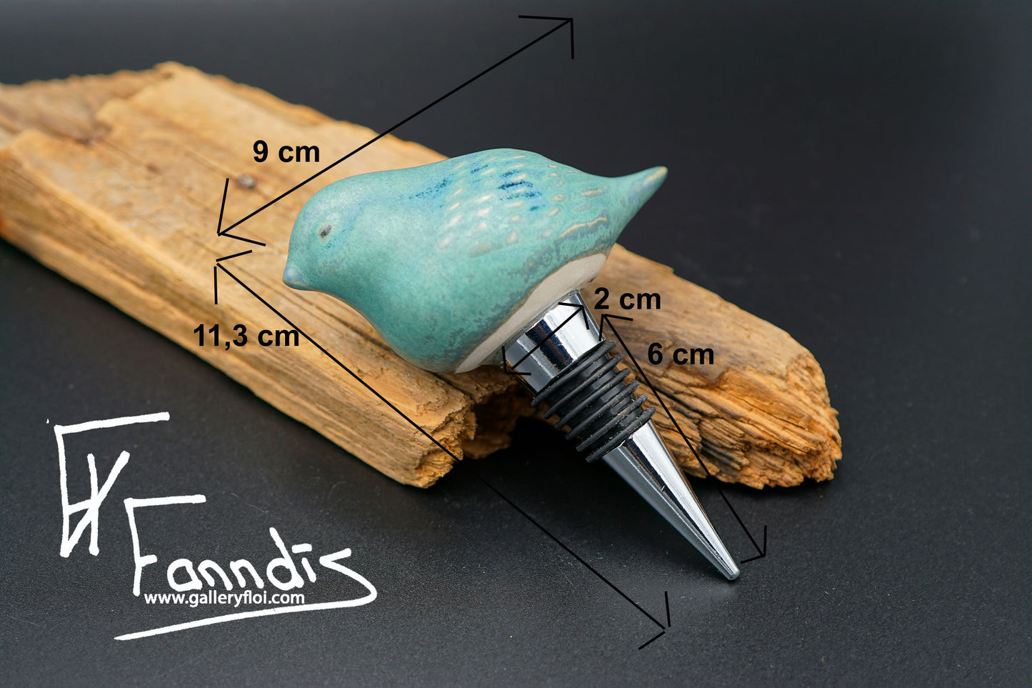 Flösku stoppari með fugli / Bottle stopper with a bird
