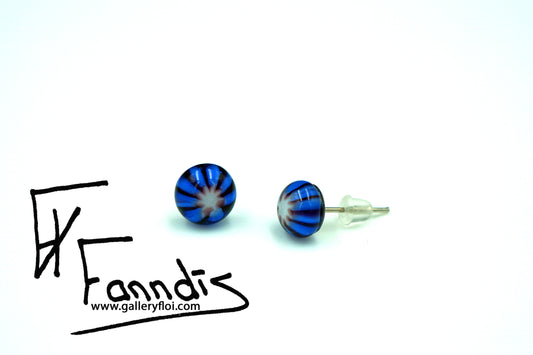 Einstök pinna eyrnalokkar lína ákafur blár / Unique stud earrings line intense blue