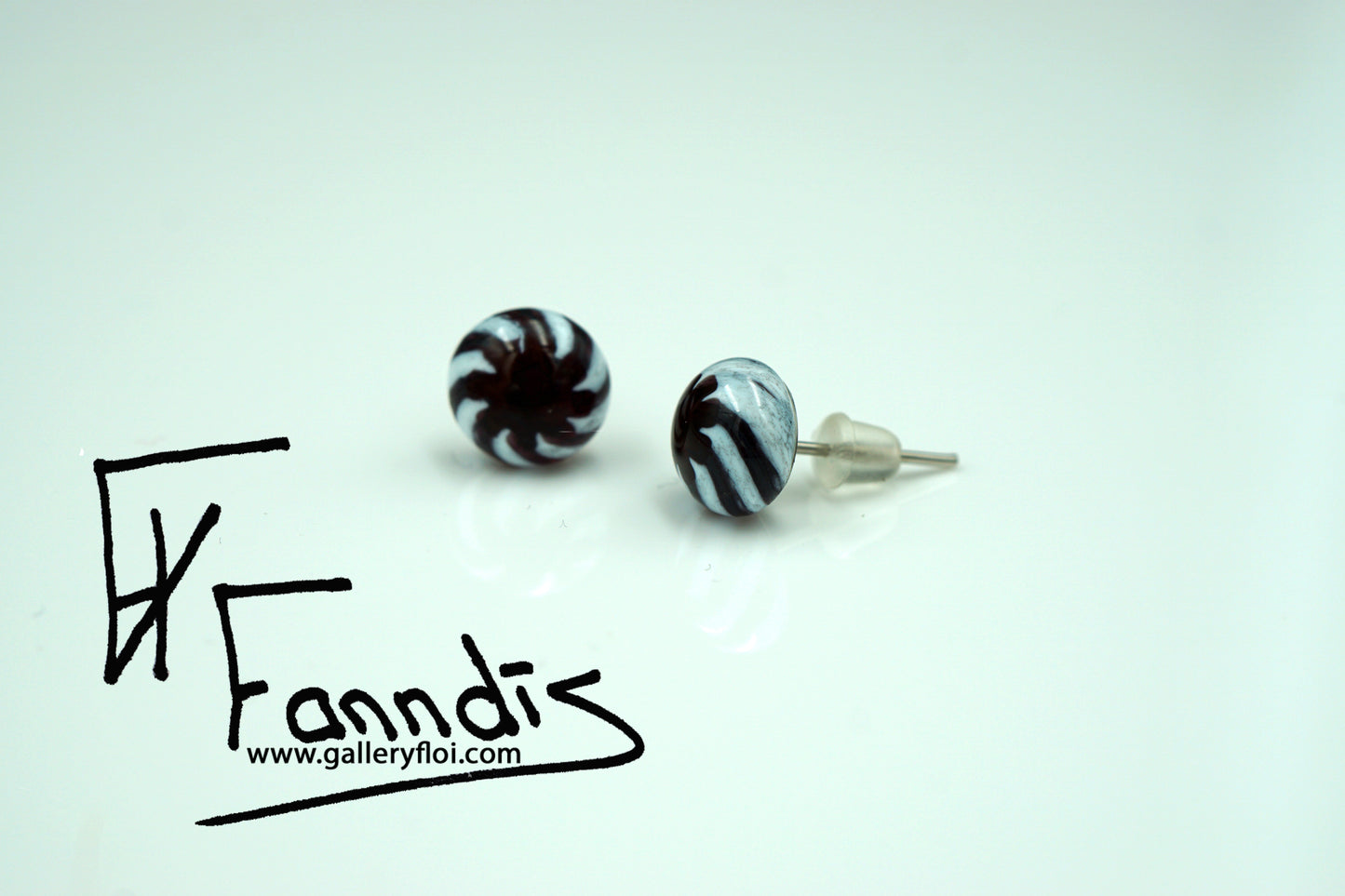Einstök pinna eyrnalokkar twist bleik dama / Unique stud earrings twist pink lady