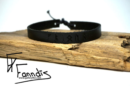Leður armband með Víkinga rúnum (Friður) / Leather bracelet with Viking runes (Peace)