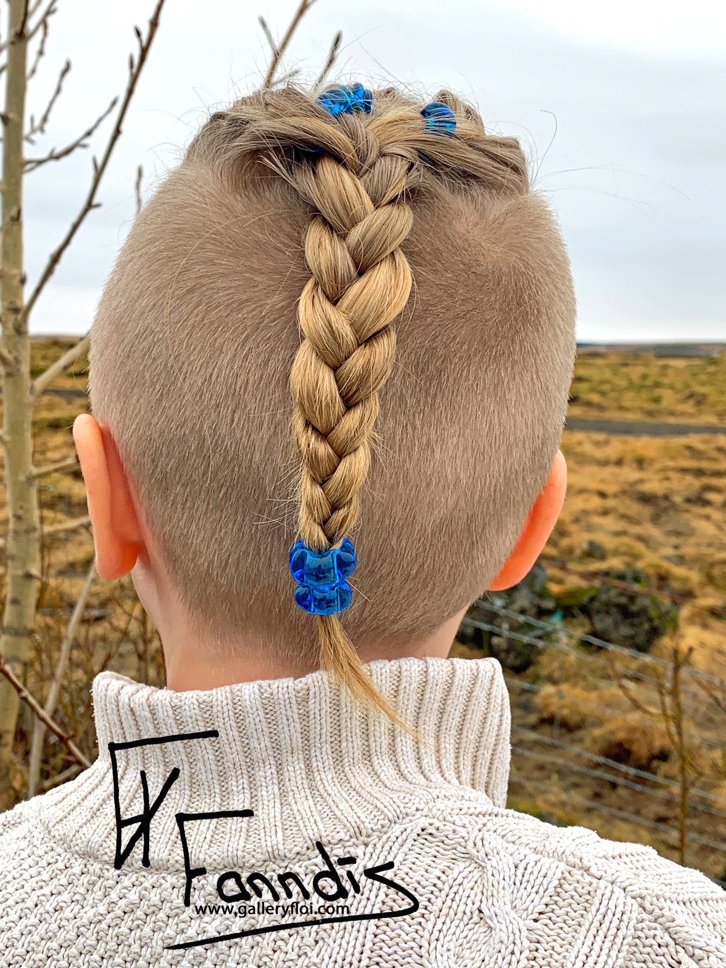 Víkinga glerperlu hárskraut Gras grænt / Viking glass bead hair accessories Grass green