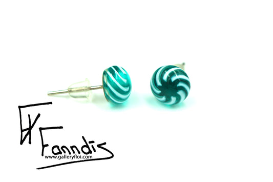 Einstök pinna eyrnalokkar twist sægrænn / Unique stud earrings twist teal