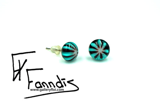 Einstök pinna eyrnalokkar lína sægrænn / Unique stud earrings line teal