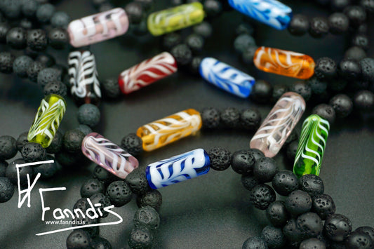 Vikinga gler og hraun armband (Gegnsætt) / Viking glass and lava bracelet (Transparent)