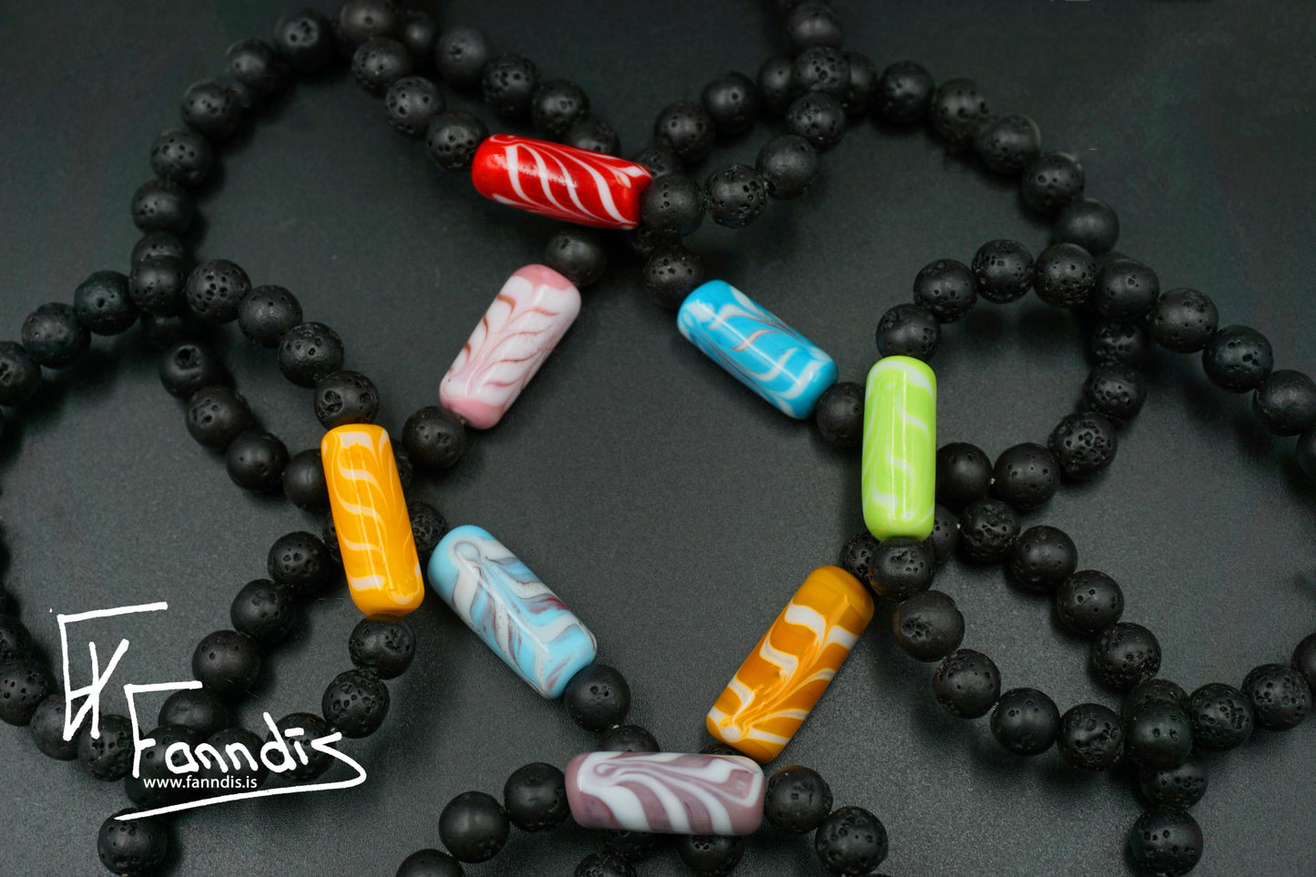 Vikinga gler og hraun armband (Ógegnsætt) / Viking glass and lava bracelet (Opaq)