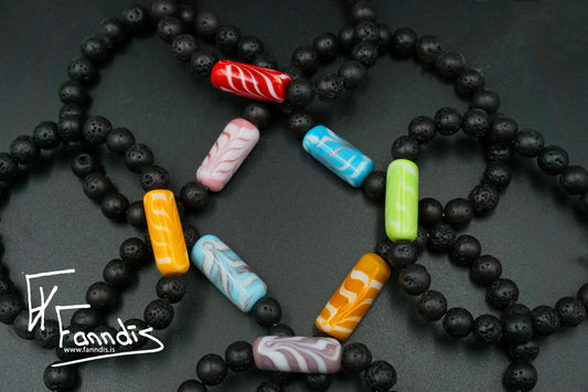 Vikinga gler og hraun armband (Ógegnsætt) / Viking glass and lava bracelet (Opaq)