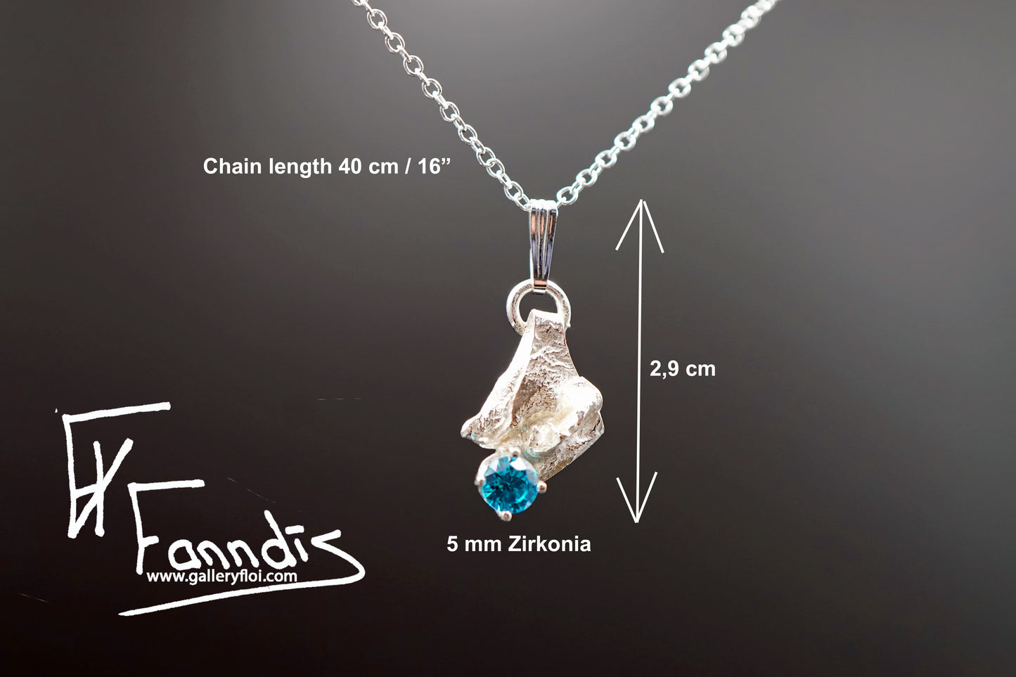 925 Silfur hálsmen með Zirkonia / 925 Silver necklace with Zirkonia