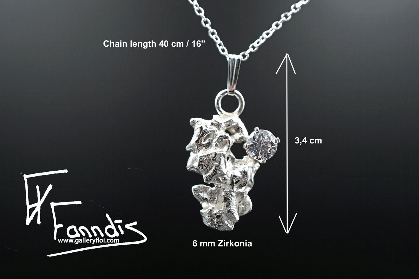 925 Silfur hálsmen með Zirkonia / 925 Silver necklace with Zirkonia