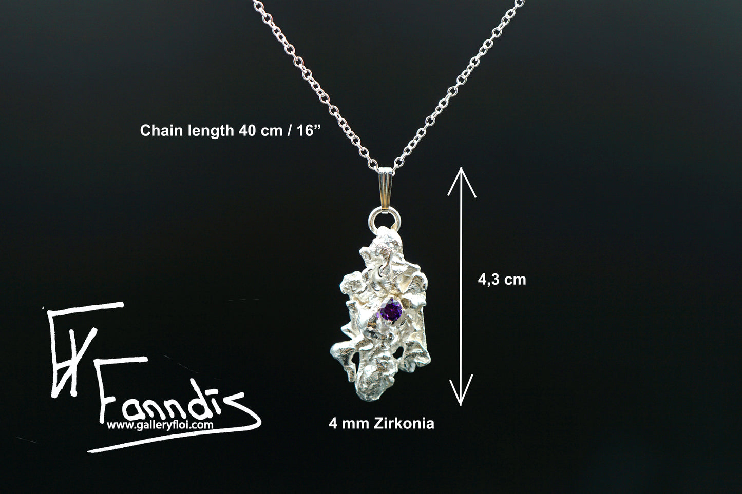 925 Silfur hálsmen með Zirkonia / 925 Silver necklace with Zirkonia