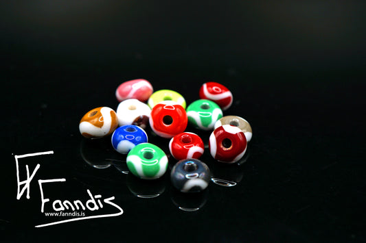 Víkinga glerperlur í opaq litum með bylgjulínu / Viking glass beads in opaq colors with a wavy line