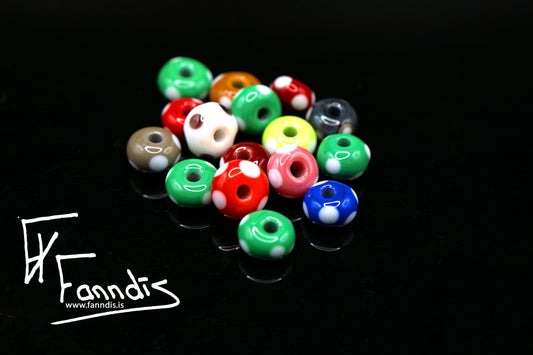 Víkinga glerperlur í opaq litum með doppum / Viking glass beads in opaq colors with dots