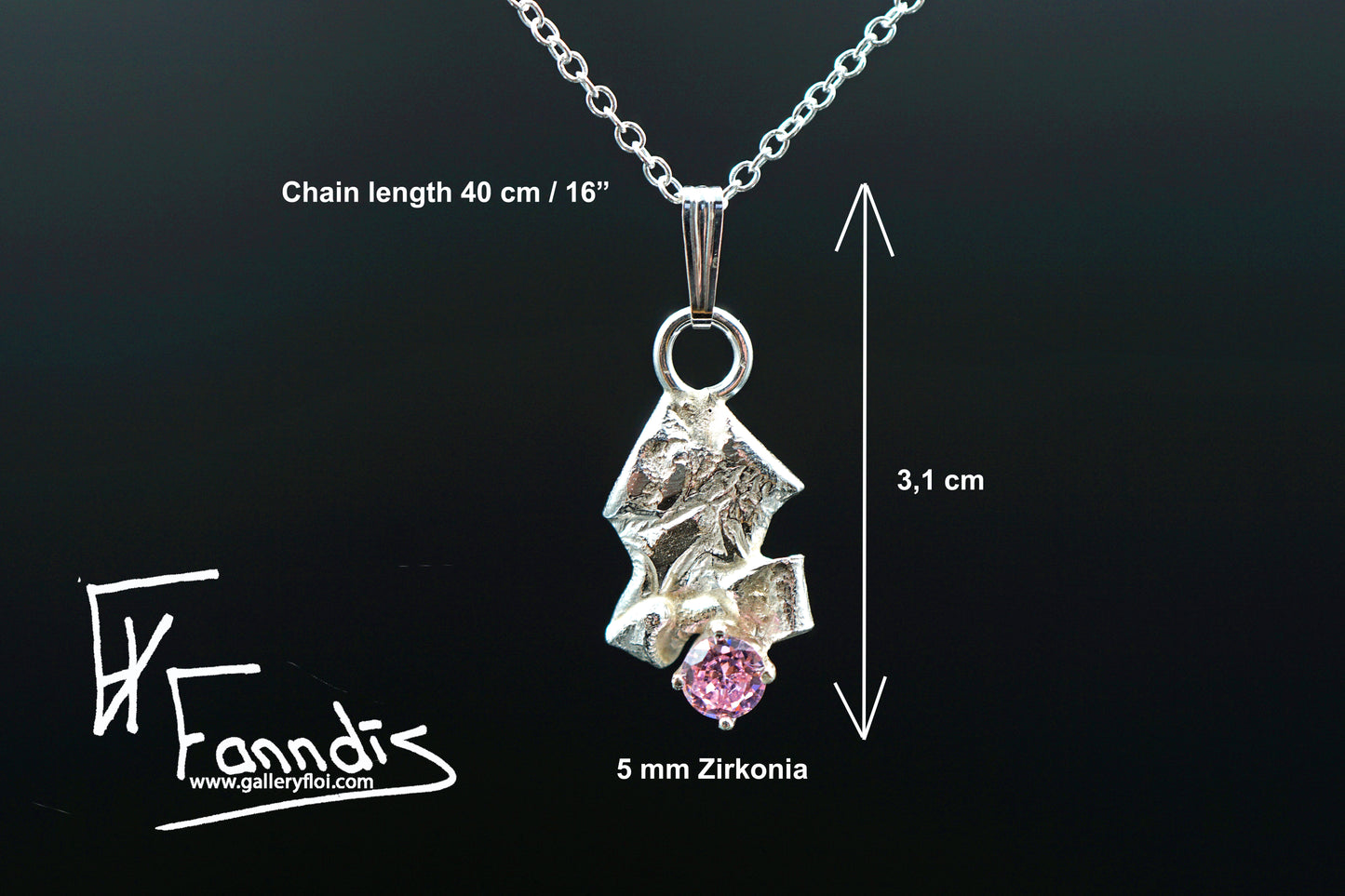 925 Silfur hálsmen með Zirkonia / 925 Silver necklace with Zirkonia