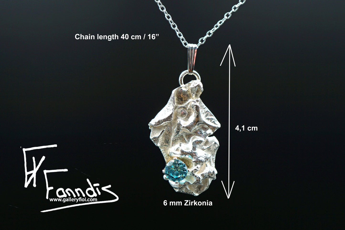 925 Silfur hálsmen með Zirkonia / 925 Silver necklace with Zirkonia