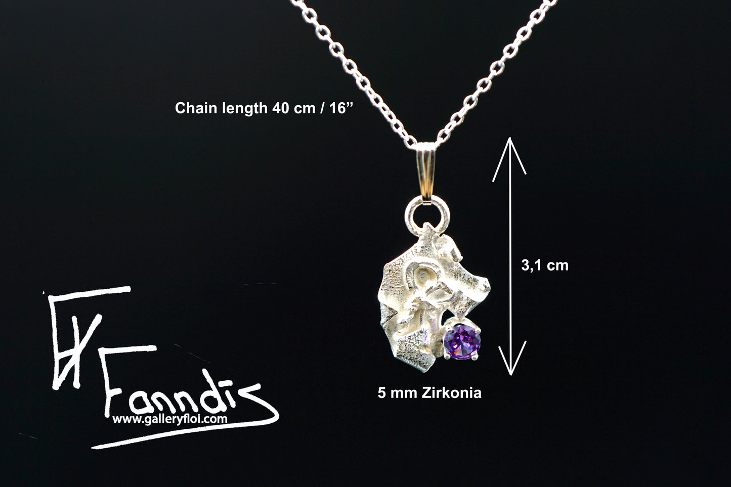 925 Silfur hálsmen með Zirkonia / 925 Silver necklace with Zirkonia