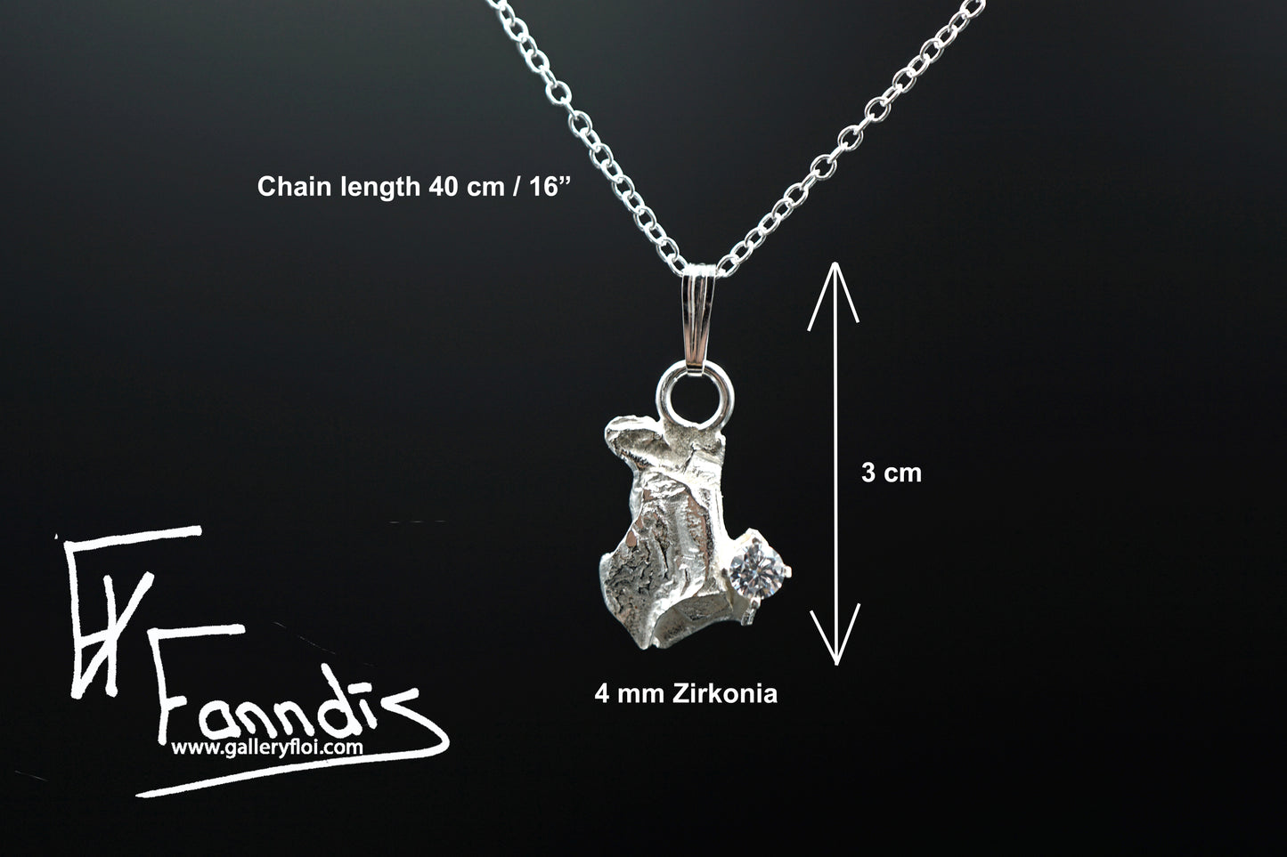 925 Silfur hálsmen með Zirkonia / 925 Silver necklace with Zirkonia