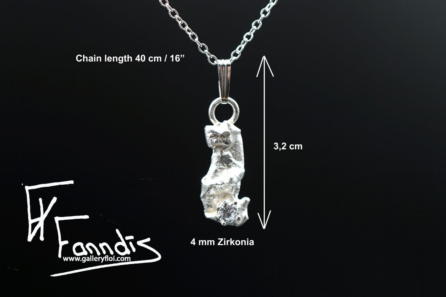 925 Silfur hálsmen með Zirkonia / 925 Silver necklace with Zirkonia