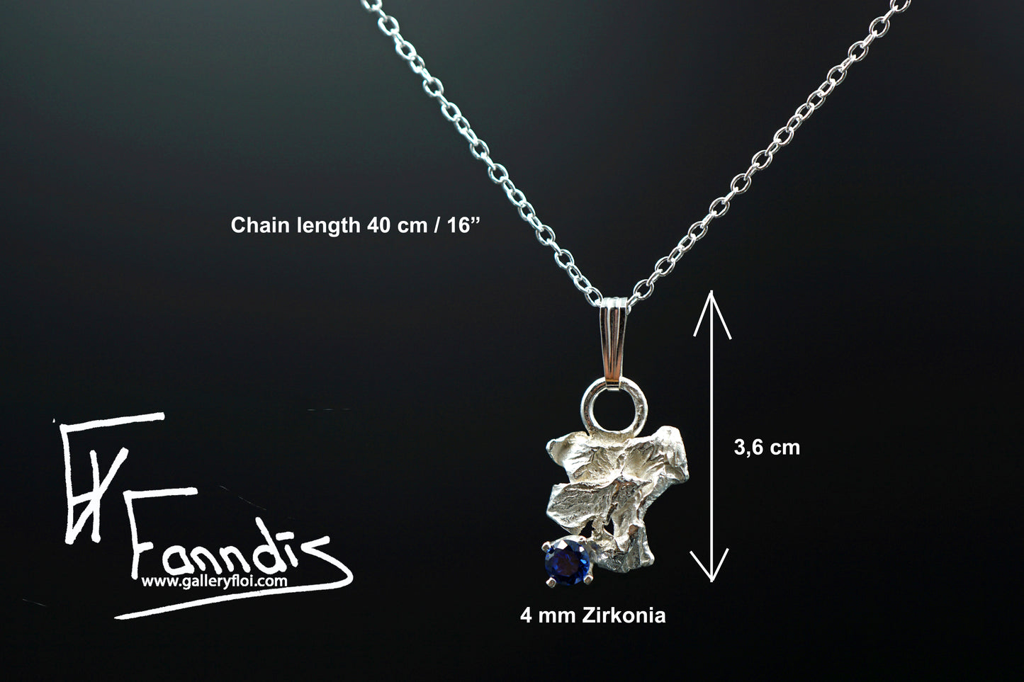 925 Silfur hálsmen með Zirkonia / 925 Silver necklace with Zirkonia