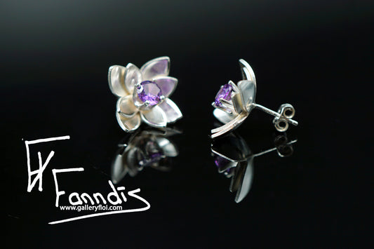 925 Silfur Blóma eyrnalokkar með Zirkonia / 925 Silver Flower earrings with Zirkonia