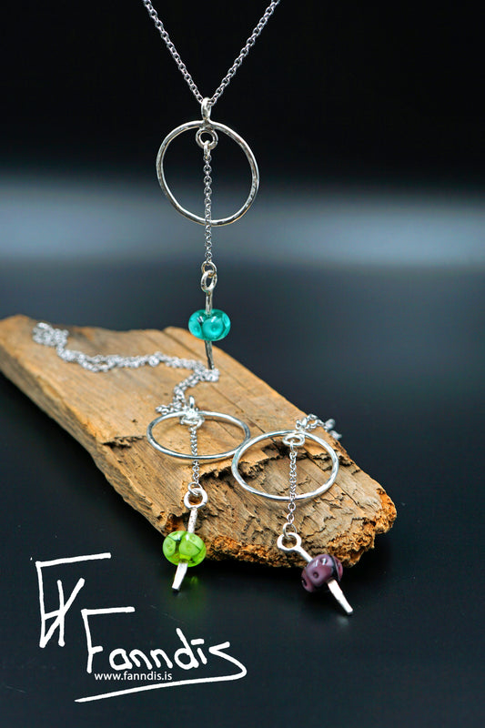 925 Silfur hálsmen með glerperlu / 925 Silver necklace with a glass bead