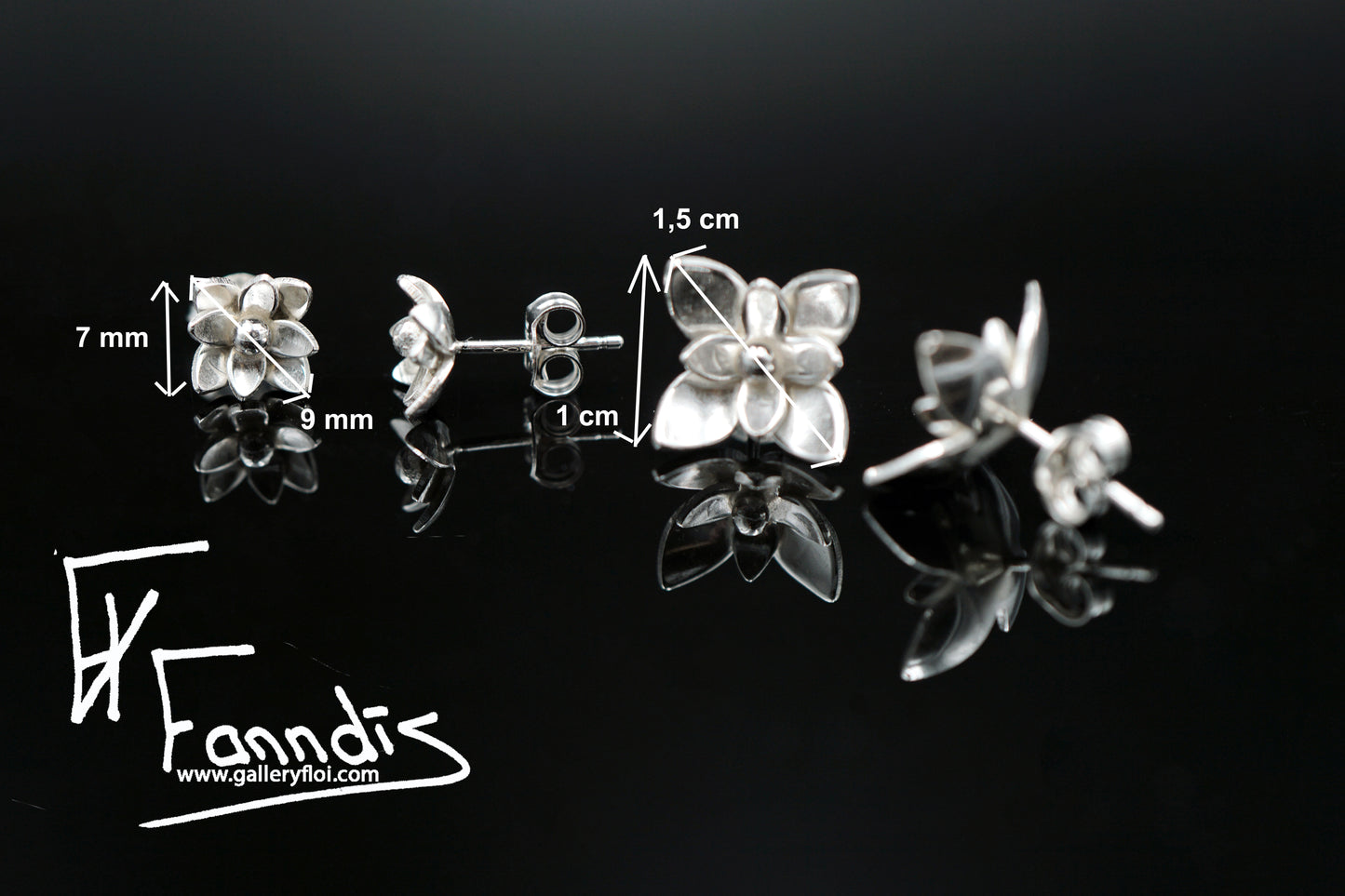 925 Silfur blóma eyrnalokkar / 925 Silver flower earrings