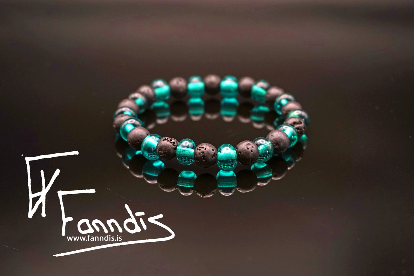 Gler og hraun armband / Glass and lava bracelet (transparent)