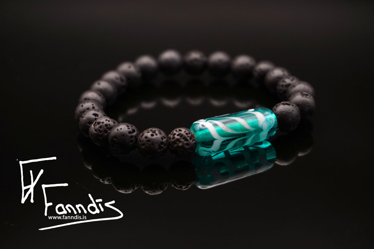 Vikinga gler og hraun armband (Gegnsætt) / Viking glass and lava bracelet (Transparent)