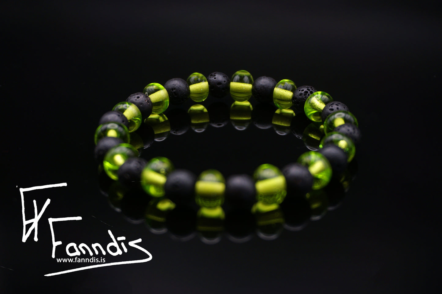 Gler og hraun armband / Glass and lava bracelet (transparent)