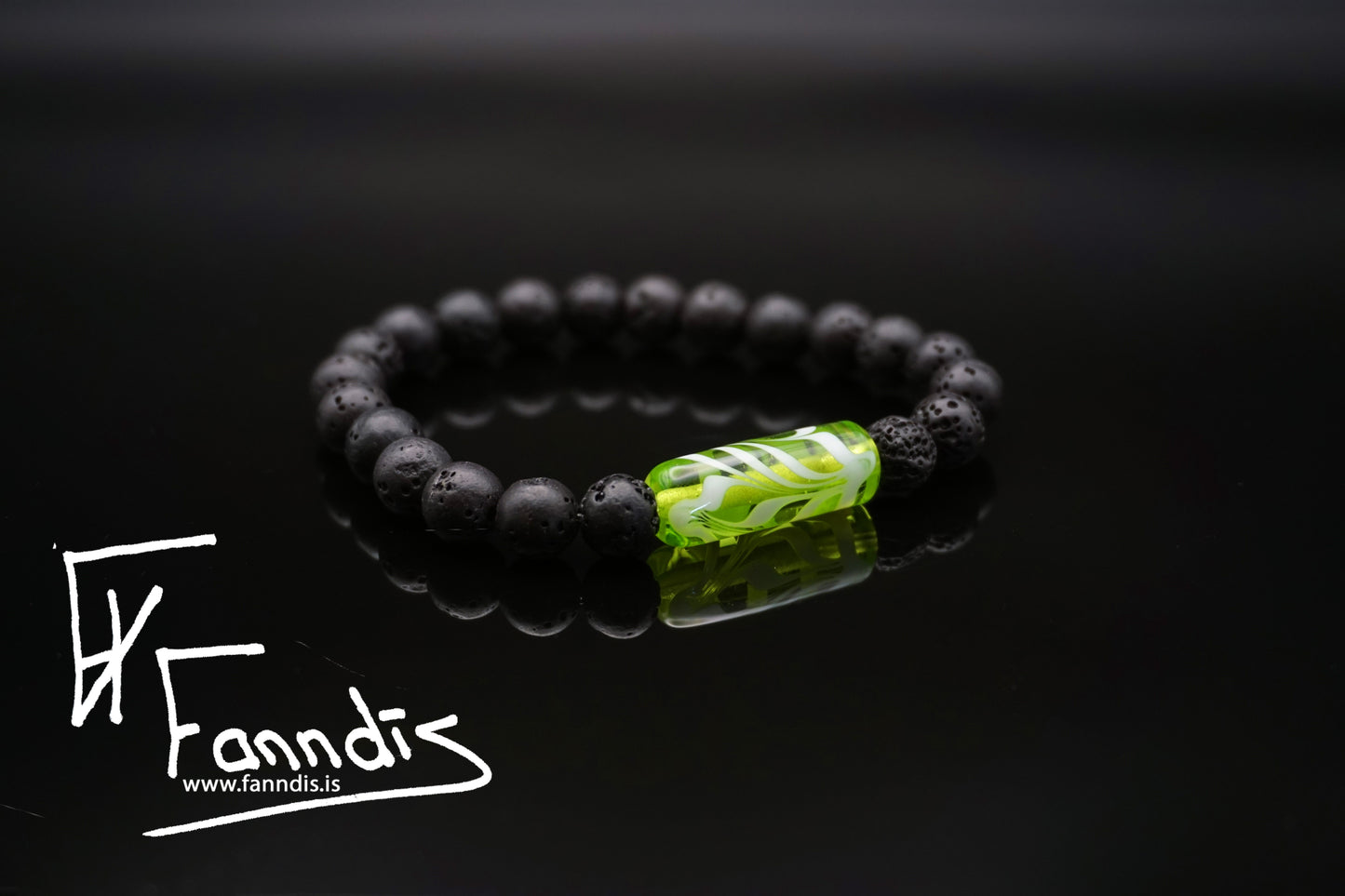 Vikinga gler og hraun armband (Gegnsætt) / Viking glass and lava bracelet (Transparent)