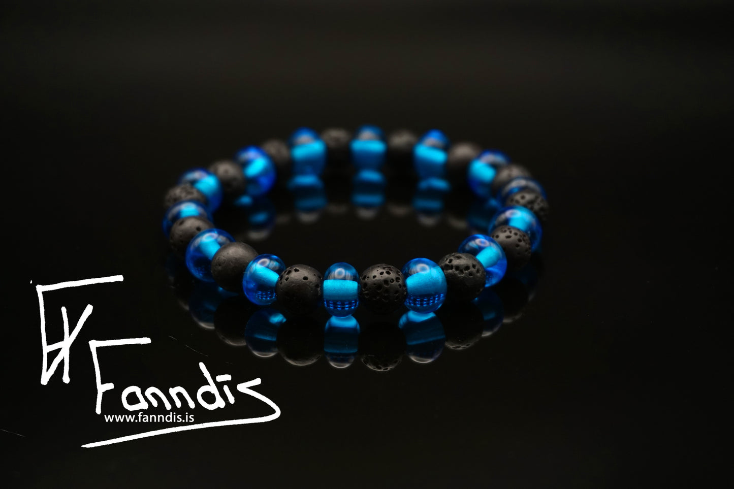 Gler og hraun armband / Glass and lava bracelet (transparent)