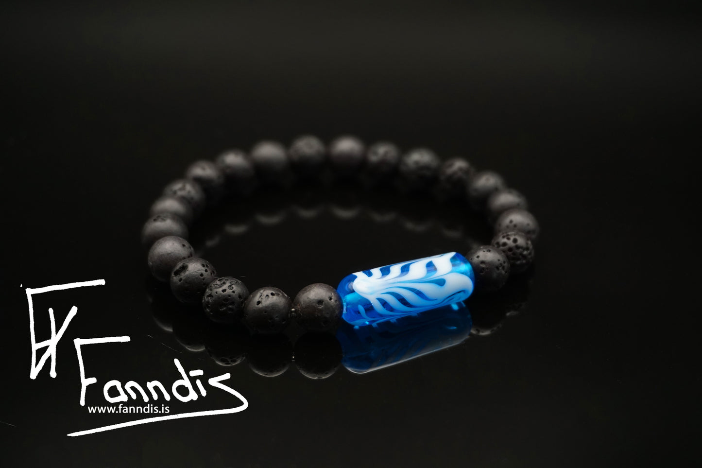 Vikinga gler og hraun armband (Gegnsætt) / Viking glass and lava bracelet (Transparent)