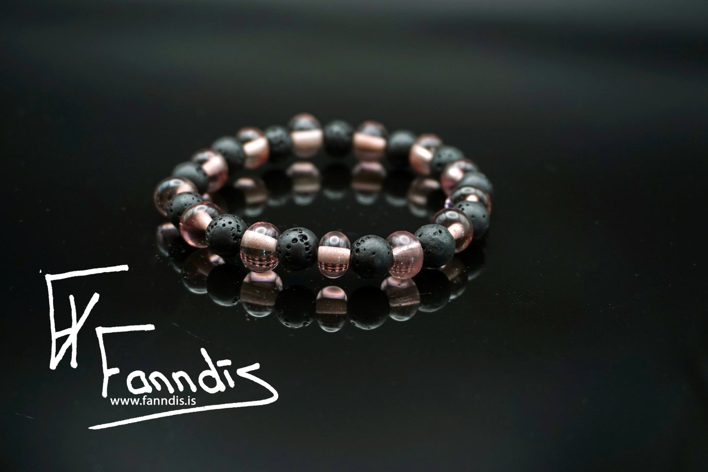 Gler og hraun armband / Glass and lava bracelet (transparent)