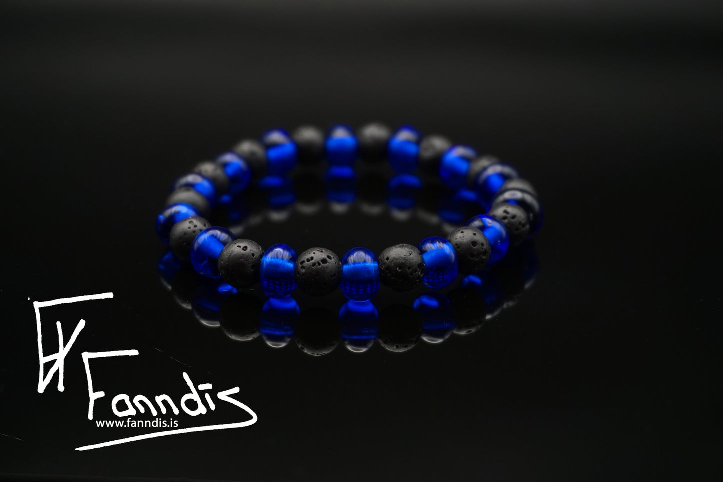 Gler og hraun armband / Glass and lava bracelet (transparent)
