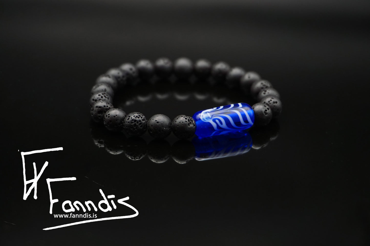 Vikinga gler og hraun armband (Gegnsætt) / Viking glass and lava bracelet (Transparent)